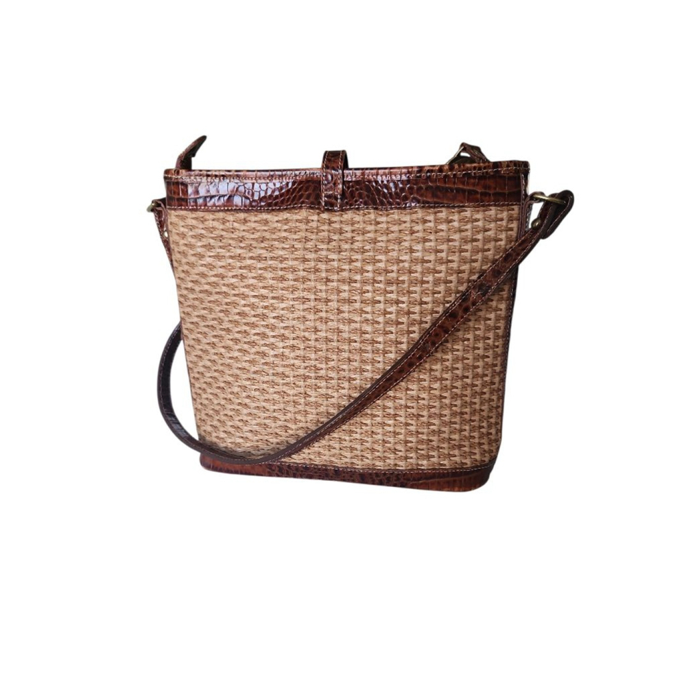 Brahmin Brown & Beige Woven Crossbody Bag - Picture 2 of 11